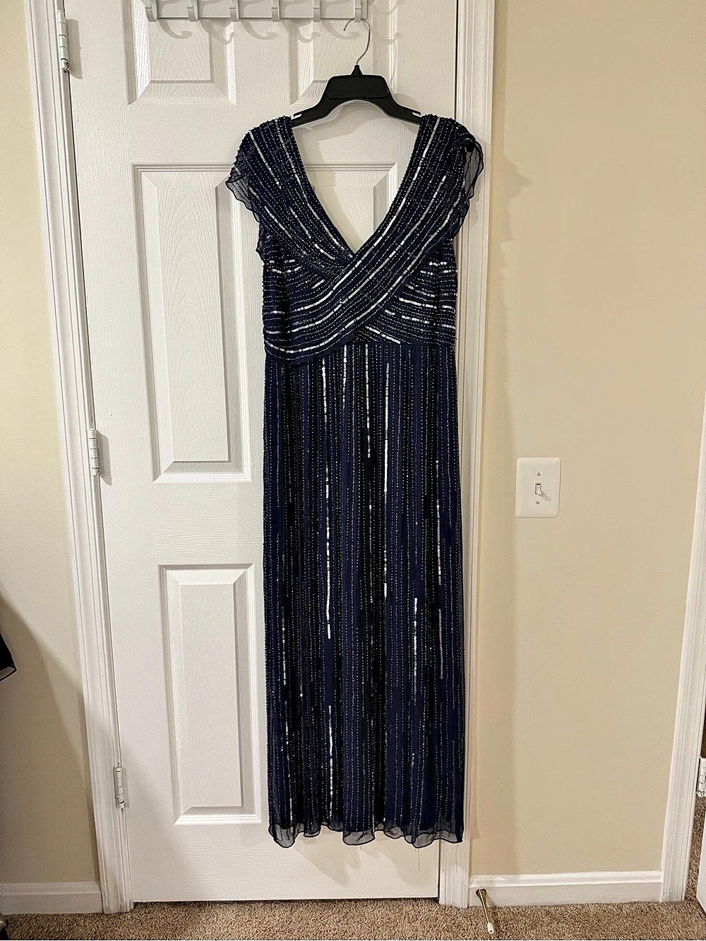 Patra Beaded Striped Maxi Dress in Blue Size 14 Like New